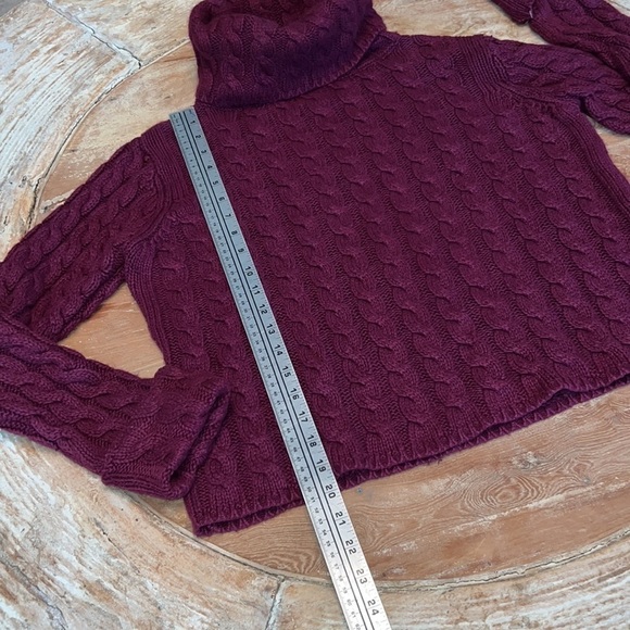 Plum Purple Heavyweight Cable-knit Turtleneck Sweater, Size XL - Picture 3 of 7